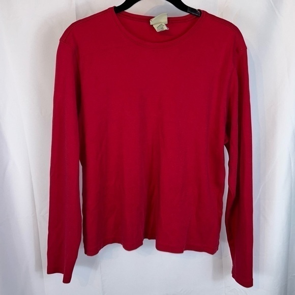 L.L. Bean Shirt Crewneck Solid Pullover Long Sleeve Semi Cropped Basics Top - Picture 6 of 9